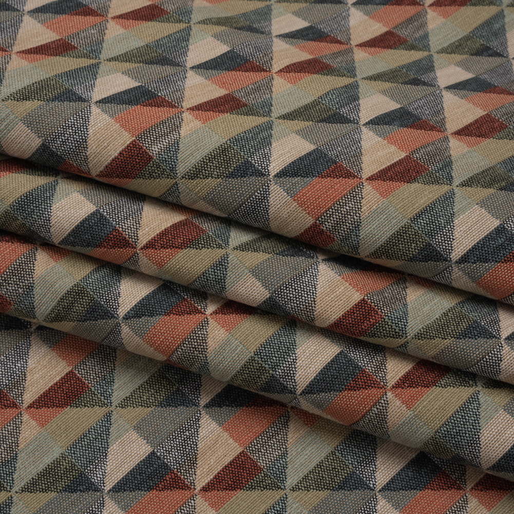 Lightweight Upholstery Jacquard – Apricot Triangles and Squares Lightweight Upholstery Jacquard – Apricot Triangles and Squares
