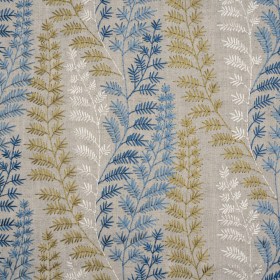 Embroidered Linen Blend Woven – Forest Leafy Plants – Attica Collection Embroidered Linen Blend Woven – Forest Leafy Plants – Attica Collection
