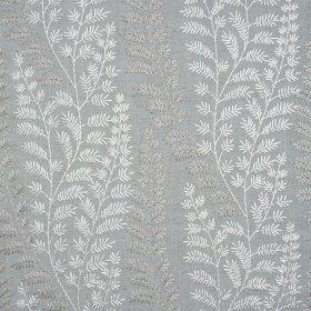 Embroidered Linen Blend Woven – Sea Pearl Leafy Plants – Attica Collection Embroidered Linen Blend Woven – Sea Pearl Leafy Plants – Attica Collection