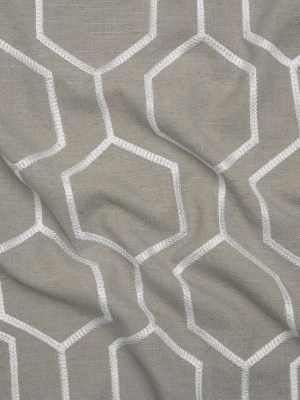 Embroidered Linen Blend Woven – Chinchilla Hexagon Geometric – Highwood Collection Embroidered Linen Blend Woven – Chinchilla Hexagon Geometric – Highwood Collection