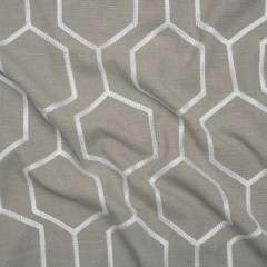 Embroidered Linen Blend Woven – Chinchilla Hexagon Geometric – Highwood Collection Embroidered Linen Blend Woven – Chinchilla Hexagon Geometric – Highwood Collection