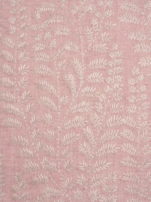 Embroidered Linen Blend Woven – Blush Leafy Plants – Attica Collection Embroidered Linen Blend Woven – Blush Leafy Plants – Attica Collection