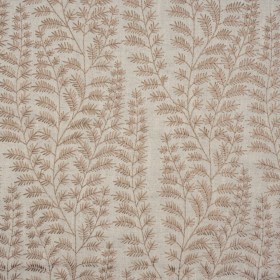 Embroidered Linen Blend Woven – Chinchilla Leafy Plants – Attica Collection Embroidered Linen Blend Woven – Chinchilla Leafy Plants – Attica Collection