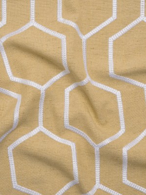 Embroidered Linen Blend Woven – Honey Hexagon Geometric – Highwood Collection Embroidered Linen Blend Woven – Honey Hexagon Geometric – Highwood Collection