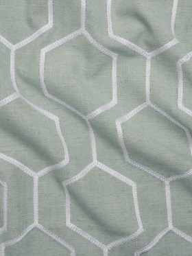Embroidered Linen Blend Woven – Sea Pearl Hexagon Geometric – Highwood Collection Embroidered Linen Blend Woven – Sea Pearl Hexagon Geometric – Highwood Collection