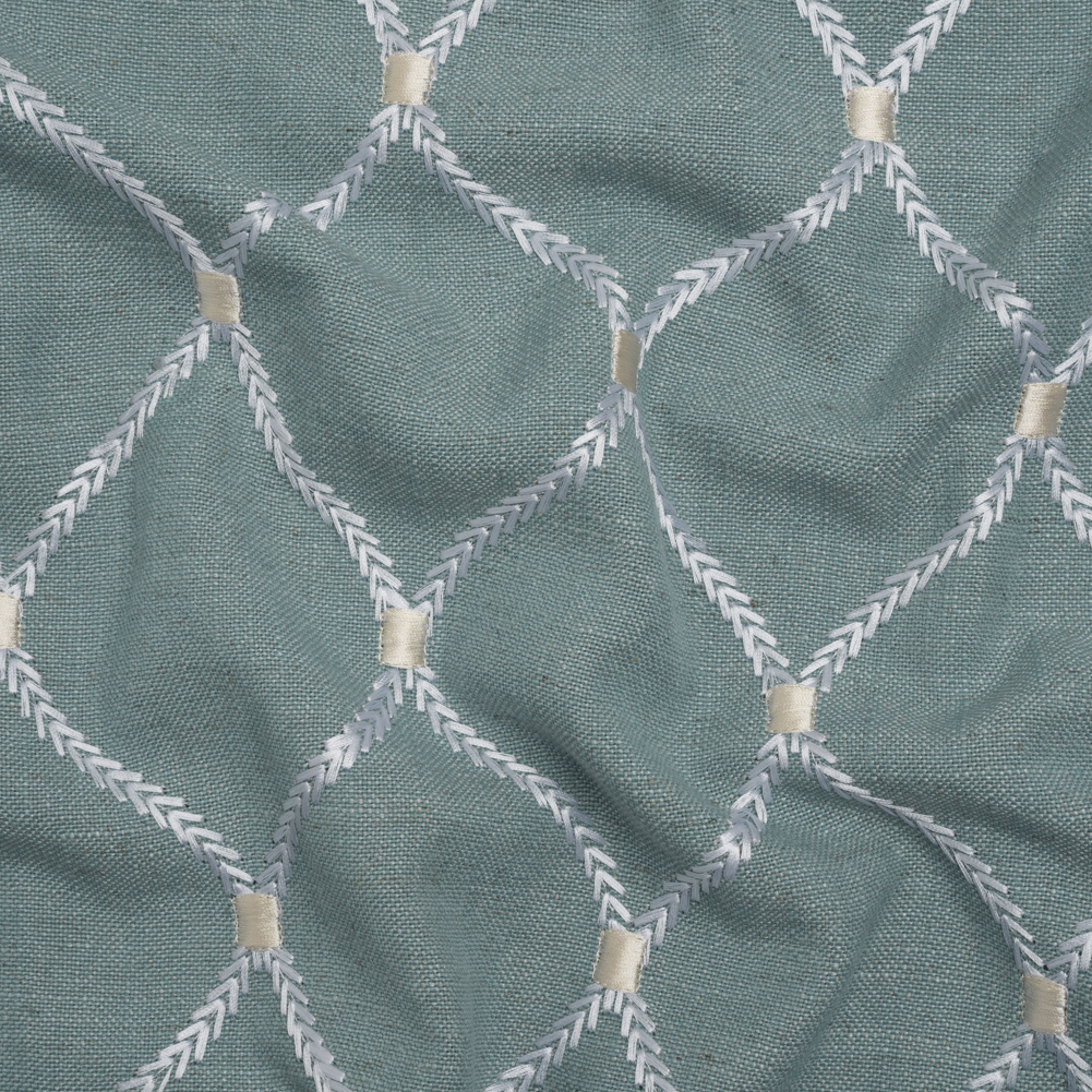 Embroidered Linen Blend Woven – Glacier Ogees – Gleason Collection Embroidered Linen Blend Woven – Glacier Ogees – Gleason Collection