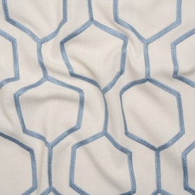 Embroidered Linen Blend Woven – Cream Hexagon Geometric – Highwood Collection Embroidered Linen Blend Woven – Cream Hexagon Geometric – Highwood Collection