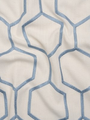 Embroidered Linen Blend Woven – Cream Hexagon Geometric – Highwood Collection Embroidered Linen Blend Woven – Cream Hexagon Geometric – Highwood Collection