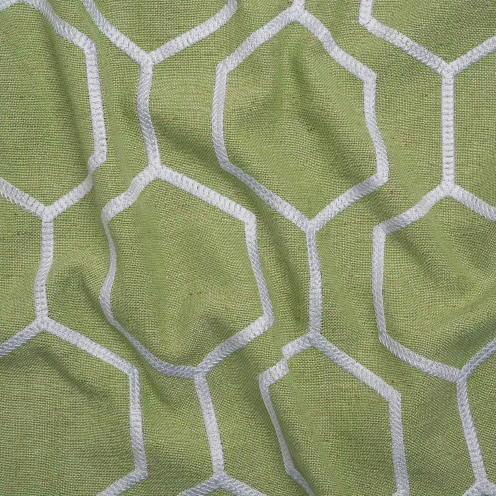 Embroidered Linen Blend Woven – Elm Hexagon Geometric – Highwood Collection Embroidered Linen Blend Woven – Elm Hexagon Geometric – Highwood Collection
