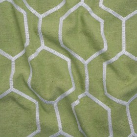Embroidered Linen Blend Woven – Elm Hexagon Geometric – Highwood Collection Embroidered Linen Blend Woven – Elm Hexagon Geometric – Highwood Collection
