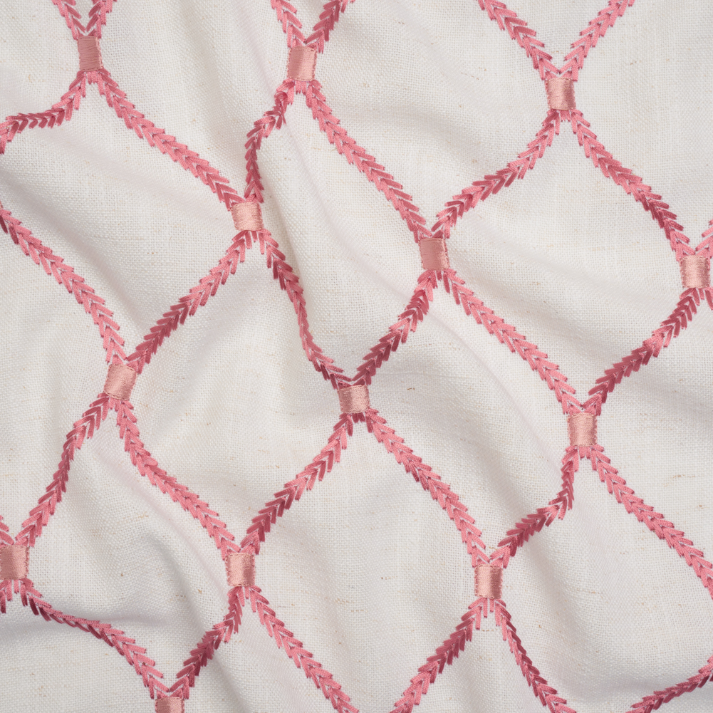 Embroidered Linen Blend Woven – Sorbet Ogees – Gleason Collection Embroidered Linen Blend Woven – Sorbet Ogees – Gleason Collection