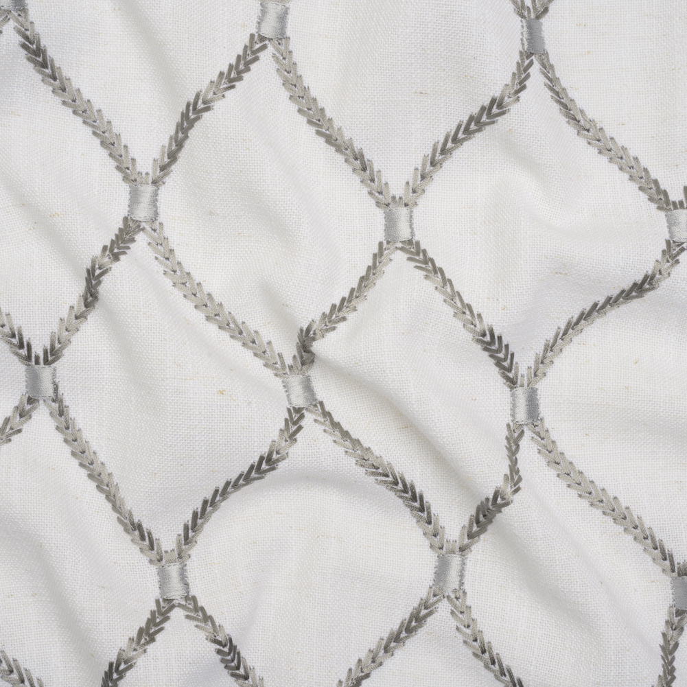 Embroidered Linen Blend Woven – Stone Ogees – Gleason Collection Embroidered Linen Blend Woven – Stone Ogees – Gleason Collection
