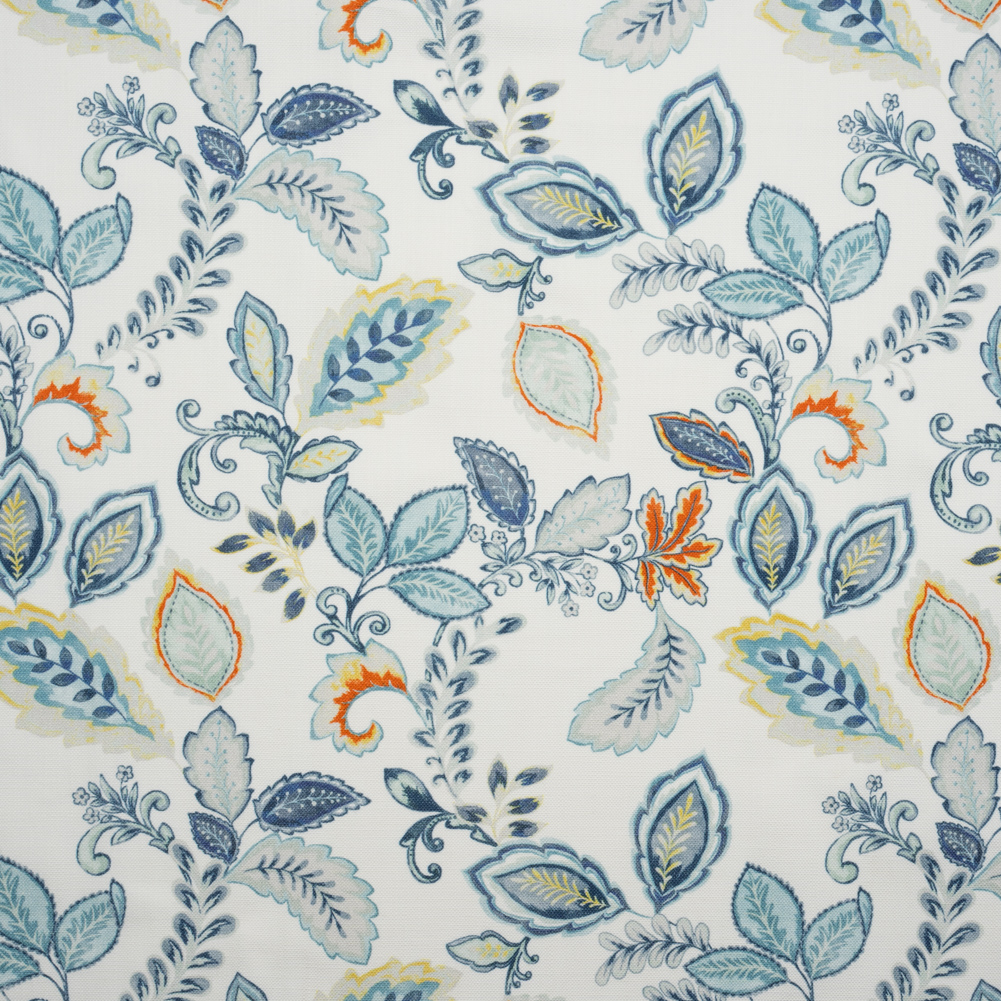 Cotton Canvas Print – Blue Mix Dahlia Floral and Leaves Cotton Canvas Print – Blue Mix Dahlia Floral and Leaves