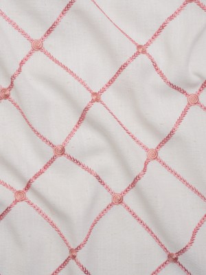 Embroidered Linen Blend Woven – Sorbet Roses and Diamonds – Tioga Collection Embroidered Linen Blend Woven – Sorbet Roses and Diamonds – Tioga Collection