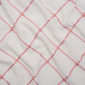 Embroidered Linen Blend Woven – Sorbet Roses and Diamonds – Tioga Collection Embroidered Linen Blend Woven – Sorbet Roses and Diamonds – Tioga Collection