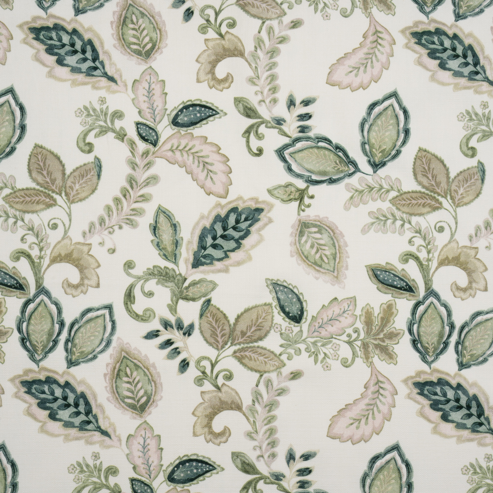 Cotton Canvas Print – Green Dahlia Floral and Leaves Cotton Canvas Print – Green Dahlia Floral and Leaves