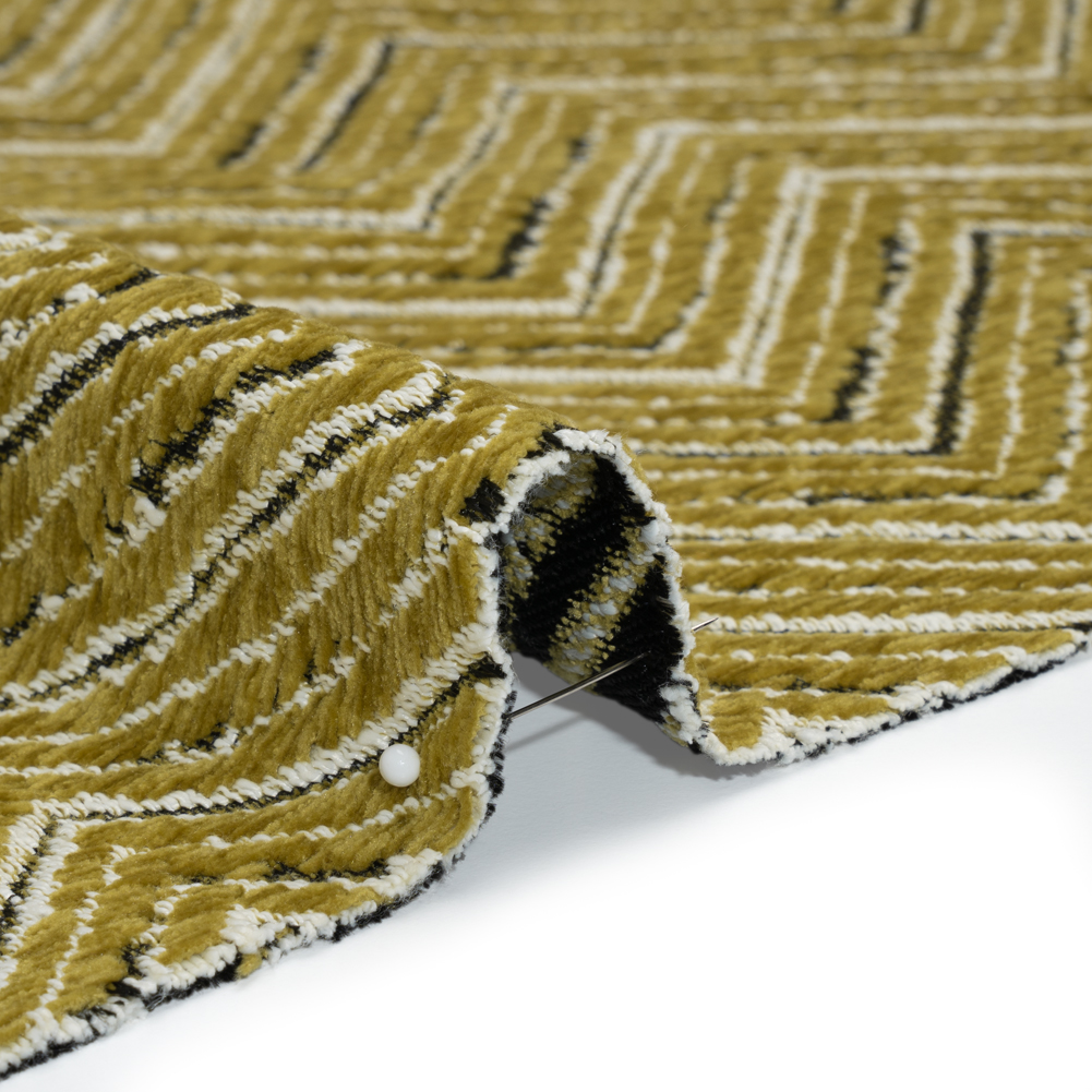 Chenille Upholstery Jacquard – Olive Chevrons – Fleming Collection Chenille Upholstery Jacquard – Olive Chevrons – Fleming Collection