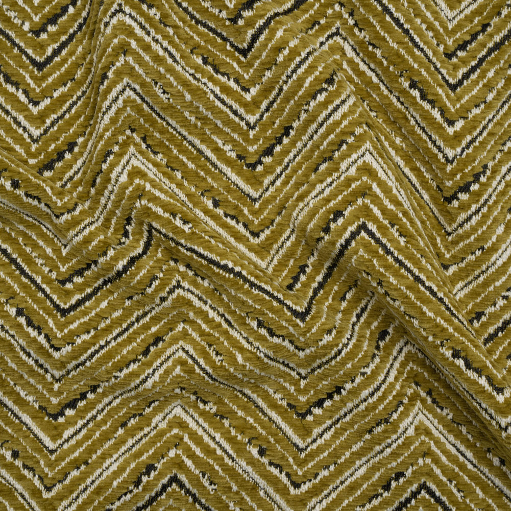 Chenille Upholstery Jacquard – Olive Chevrons – Fleming Collection Chenille Upholstery Jacquard – Olive Chevrons – Fleming Collection