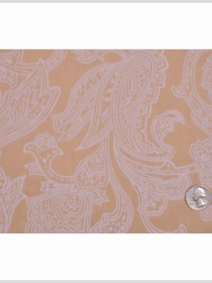 Beige and Pale Gray Flocked Paisley Cotton Voile Beige and Pale Gray Flocked Paisley Cotton Voile