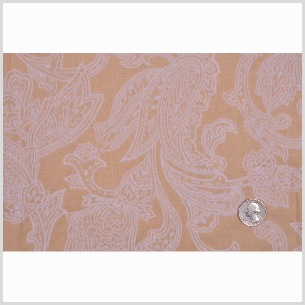 Beige and Pale Gray Flocked Paisley Cotton Voile Beige and Pale Gray Flocked Paisley Cotton Voile