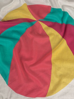Snow White and Multicolor Beachballs Cotton Voile Panel Snow White and Multicolor Beachballs Cotton Voile Panel