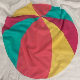 Snow White and Multicolor Beachballs Cotton Voile Panel Snow White and Multicolor Beachballs Cotton Voile Panel