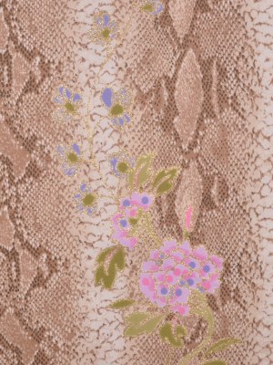 Beige/Kiwi/Orchid/Gold Reptile-Floral Cotton-Lycra Twill Beige/Kiwi/Orchid/Gold Reptile-Floral Cotton-Lycra Twill