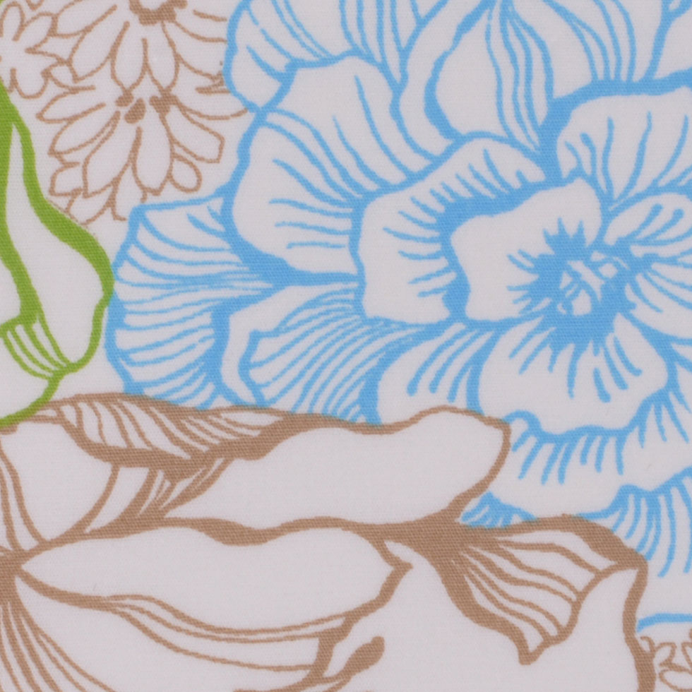 White/Beige/Sky Blue/Kiwi Multicolor Floral Cotton Print White/Beige/Sky Blue/Kiwi Multicolor Floral Cotton Print