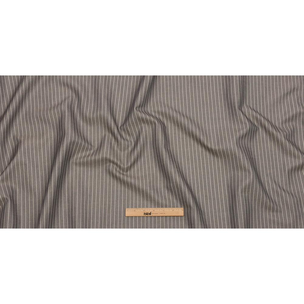 Italian Gray/White Chalk Striped Cotton Suiting Italian Gray/White Chalk Striped Cotton Suiting