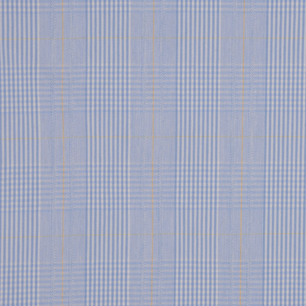 Italian Light Blue Plaid Botton-Weight Cotton