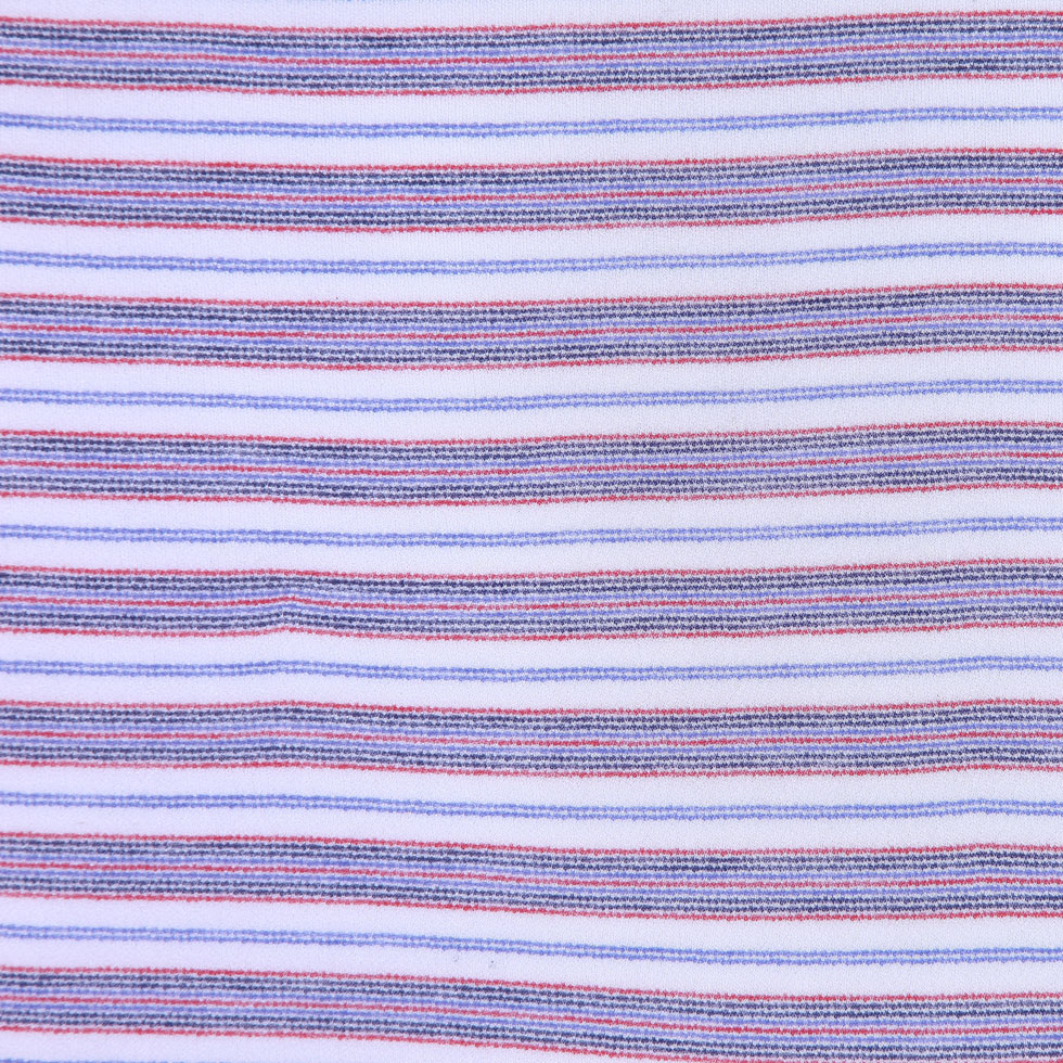 Italian Red, White and Blue Pencil Striped Cotton Knit Italian Red, White and Blue Pencil Striped Cotton Knit