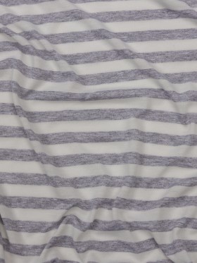White and Heathered Gray Striped Cotton-Blend Jersey White and Heathered Gray Striped Cotton-Blend Jersey