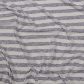 White and Heathered Gray Striped Cotton-Blend Jersey White and Heathered Gray Striped Cotton-Blend Jersey