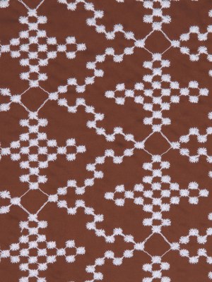 Brownie/White Floral Cotton Embroidered Poplin Brownie/White Floral Cotton Embroidered Poplin