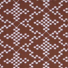 Brownie/White Floral Cotton Embroidered Poplin Brownie/White Floral Cotton Embroidered Poplin