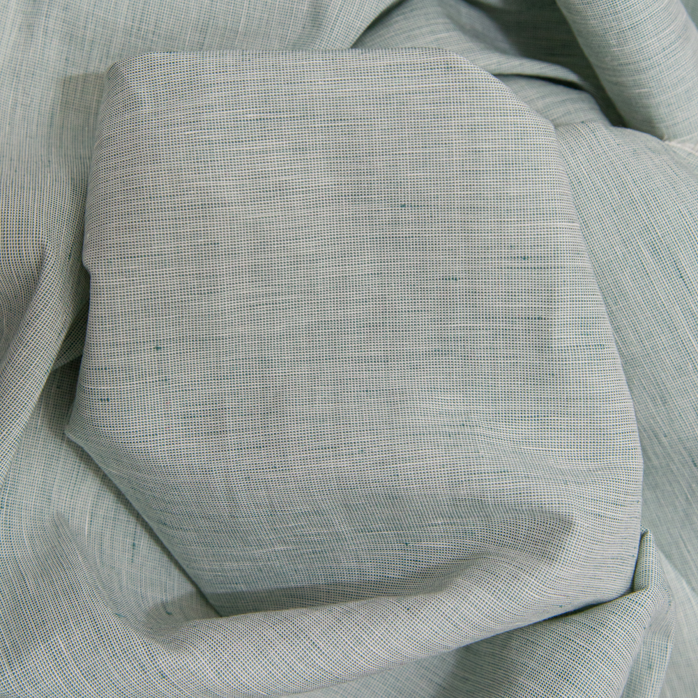 Italian Ocean Wave and White Striated Lightweight Linen Woven