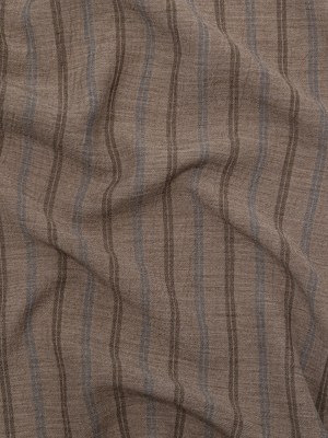 Taupe Gray, Bison and Infinity Striped Linen Crepe Taupe Gray, Bison and Infinity Striped Linen Crepe