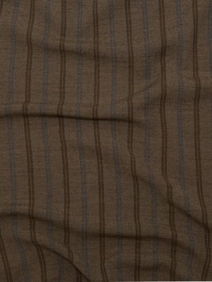 Desert Palm, Shaved Chocolate and Lichen Blue Striped Linen Crepe Desert Palm, Shaved Chocolate and Lichen Blue Striped Linen Crepe