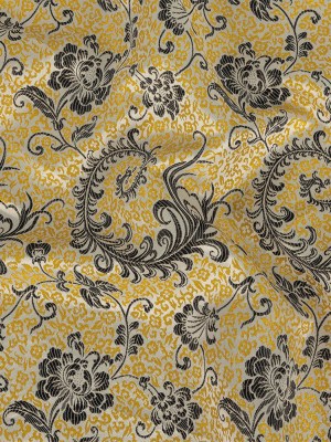 White, Black, and Goldenrod Floral Polyester Jacquard White, Black, and Goldenrod Floral Polyester Jacquard