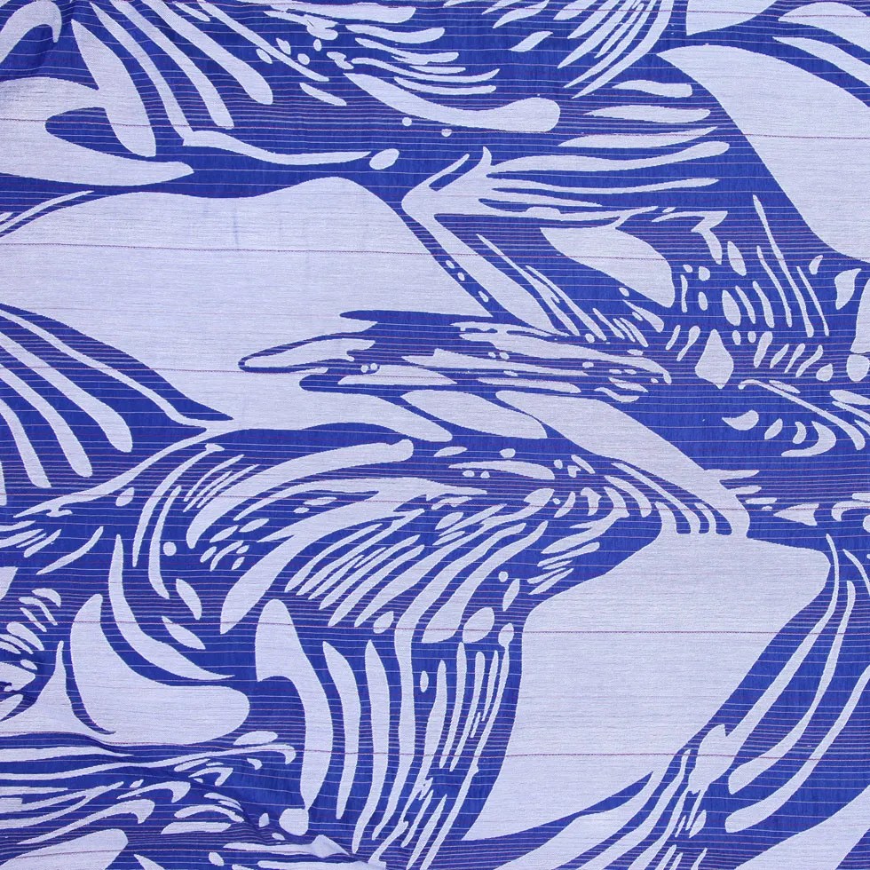 Blue and White Embroidered and Striped Voile Blue and White Embroidered and Striped Voile