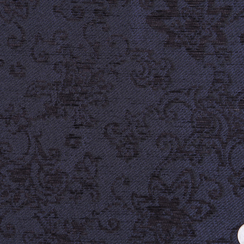 Italian Dark Navy Floral Rayon and Polyester Chenille Italian Dark Navy Floral Rayon and Polyester Chenille