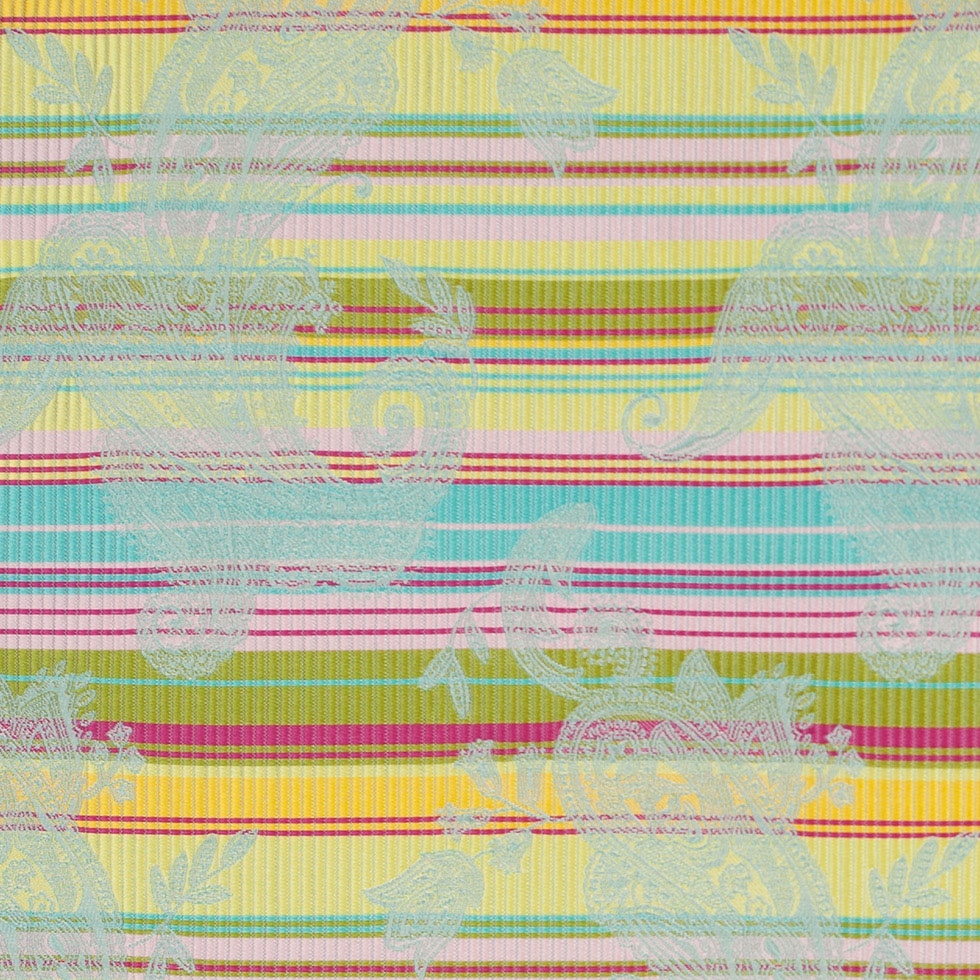 French Multi-Color Striped Paisley Polyester Woven