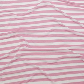 Pressed Rosebloom and Bright White Bengal Striped Polyester Jersey Pressed Rosebloom and Bright White Bengal Striped Polyester Jersey