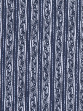 Famous Designer Navy Striped Cotton-Nylon Lace Famous Designer Navy Striped Cotton-Nylon Lace
