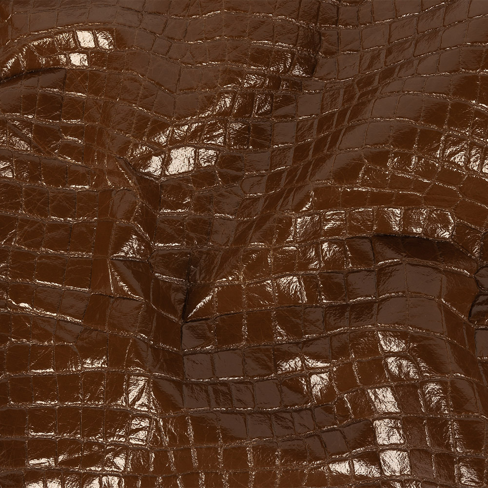 “Leather Brown” Shiny Faux Alligator Leather/Vinyl “Leather Brown” Shiny Faux Alligator Leather/Vinyl