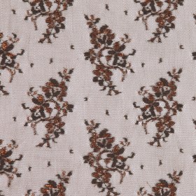 Brown and Metallic Copper Floral Polyester Lace Brown and Metallic Copper Floral Polyester Lace