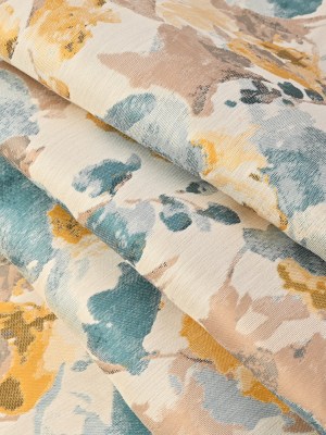 Dark Turquoise and Narcissus Painterly Floral Stretch Jacquard Dark Turquoise and Narcissus Painterly Floral Stretch Jacquard