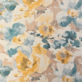 Dark Turquoise and Narcissus Painterly Floral Stretch Jacquard Dark Turquoise and Narcissus Painterly Floral Stretch Jacquard
