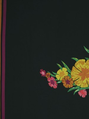 Italian Black Floral Poly Jersey Panel Print Italian Black Floral Poly Jersey Panel Print