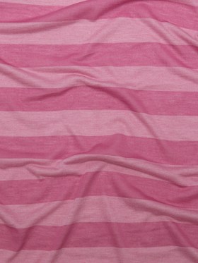 Cashmere Rose and Ibis Rose Awning Striped Tissue-Weight Rayon Jersey Cashmere Rose and Ibis Rose Awning Striped Tissue-Weight Rayon Jersey